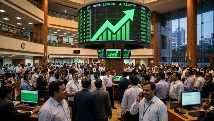 sensex and nifty stock market chart showing gains in indian stock market
