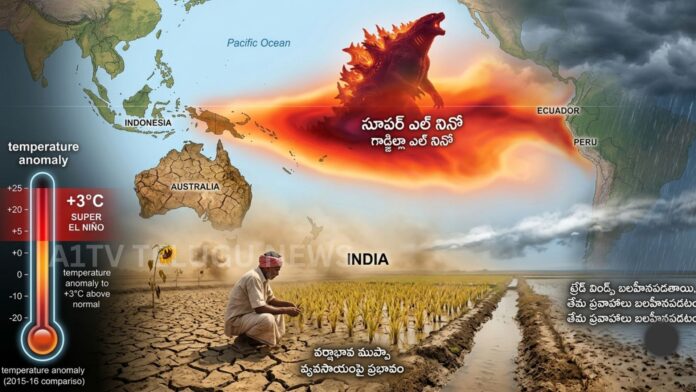 godzilla el nino climate pattern pacific ocean temperature rise explanation infographic