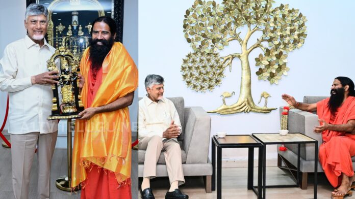 cm chandrababu naidu and baba ramdev at yogandhra yoga day event in andhra pradesh
