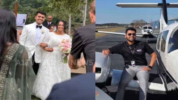 Wreckage of helicopter crash in Georgia USA involving newly married couple