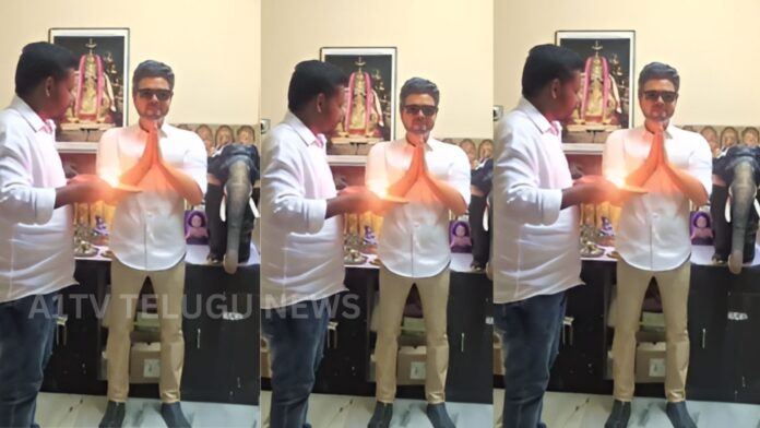 fan installs vijay statue in home prayer room and performs daily worship