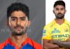 CSK batter Aman Khan celebrates his 34-ball century in the Pondicherry Premier League