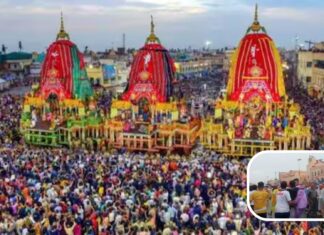Crowd at Puri Jagannath Rath Yatra after a stampede incident in Odisha