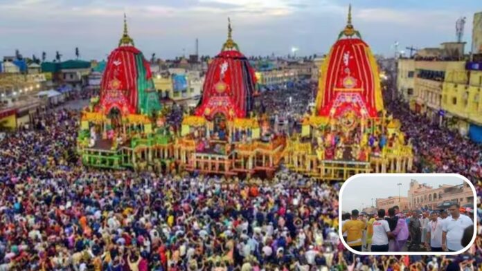 Crowd at Puri Jagannath Rath Yatra after a stampede incident in Odisha