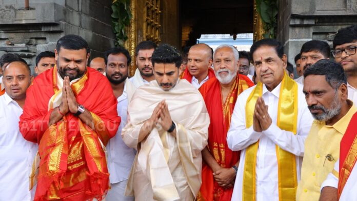 nara lokesh visits tirumala and attends engagement ceremony in tirupati