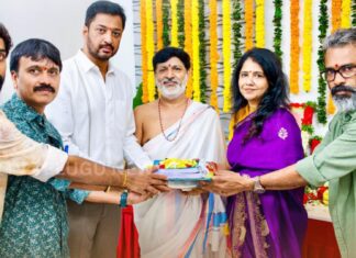 aryan rajesh attends pooja ceremony of evv cinemas new movie launch