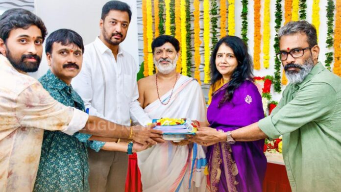 aryan rajesh attends pooja ceremony of evv cinemas new movie launch