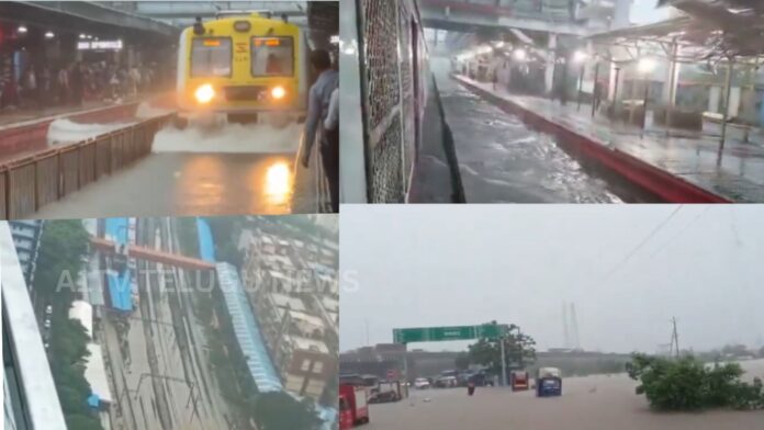 heavy rains disrupt traffic and local train services in mumbai