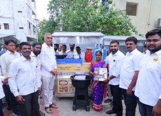 harish rao distributing tea stalls and inaugurating cctv cameras in siddipet