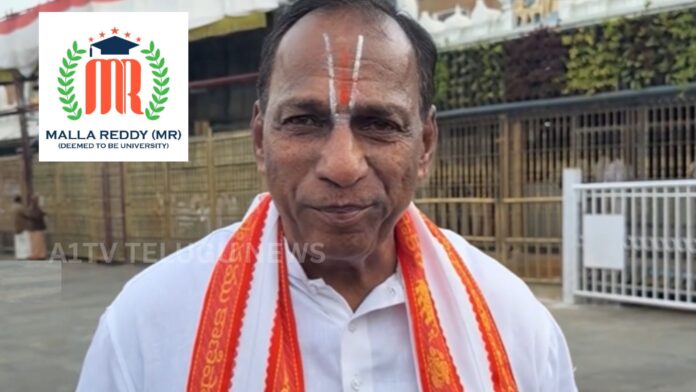 malla reddy announces deemed university approval in tirupati after tirumala visit
