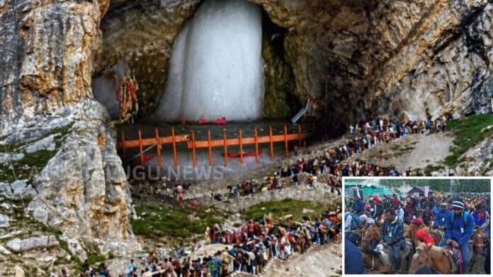 amarnath yatra devotees heading to holy cave under tight security