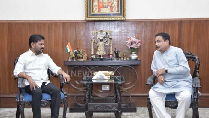 revanth reddy meets nitin gadkari in delhi to discuss telangana infrastructure projects