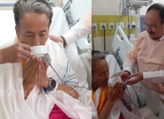 Sonam Wangchuk with Union ministers at Medanta Hospital in Gurugram