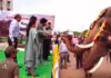Pawan Kalyan welcoming Kumki elephants in Mangalagiri