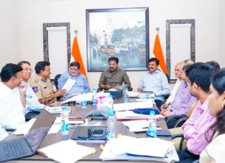 Telangana CM Revanth Reddy reviewing Indiramma housing project in Hyderabad