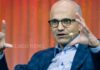 Microsoft CEO Satya Nadella speaking about artificial intelligence and future jobs
