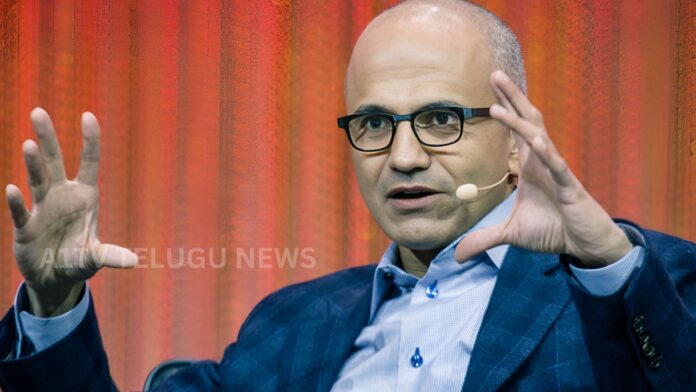 Microsoft CEO Satya Nadella speaking about artificial intelligence and future jobs