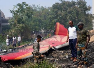 Air India AI-171 crash investigation officials examining aircraft wreckage
