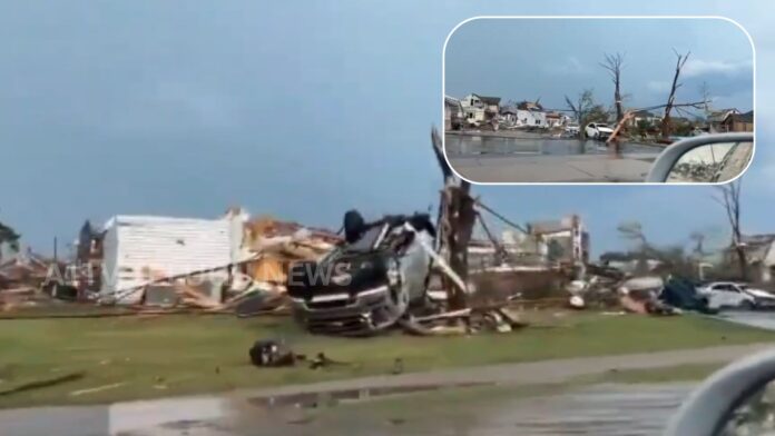 Tornado damage and fallen trees in Wisconsin after severe storm