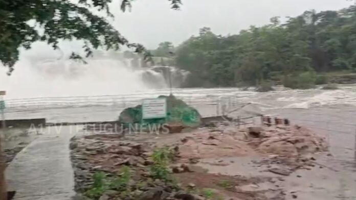 Bogatha Falls overflowing due to heavy rainfall in Mulugu district