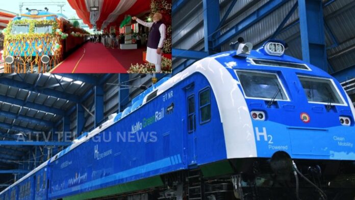 India's first hydrogen powered train at Jind railway station in Haryana