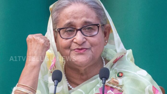 Former Bangladesh Prime Minister Sheikh Hasina during a public appearance
