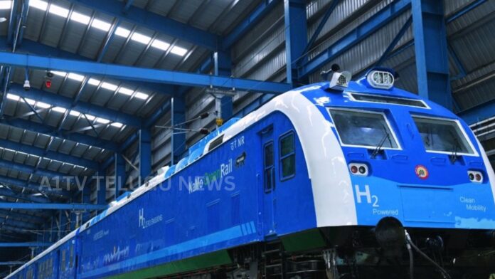 India's first hydrogen-powered train operating on railway tracks
