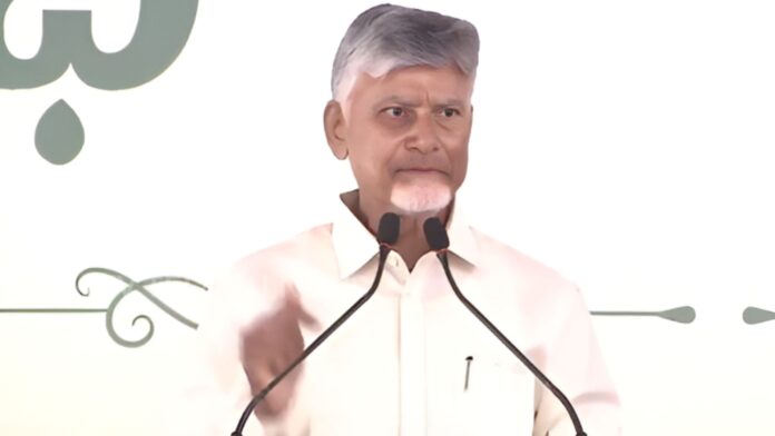 CM Chandrababu Naidu addressing the Swarnandhra Swachhandhra programme in Gudivada