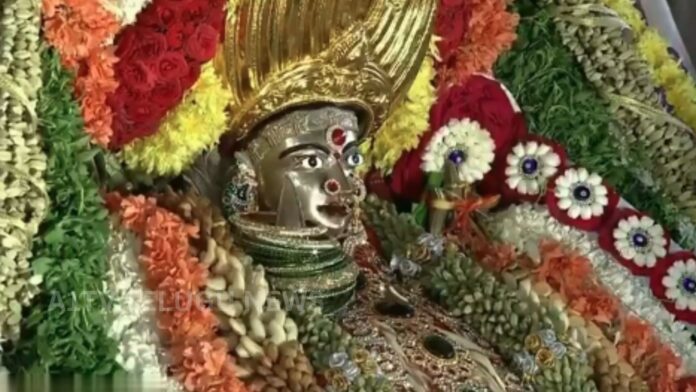 Decorated idol of Balkampet Renuka Ellamma during Kalyanotsavam