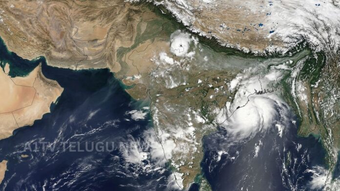 INSAT satellite image showing dense monsoon clouds over India