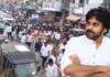 Janasena leaders participating in a padayatra to Jonnawada Kamakshi Thayi Temple