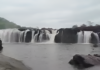 bogatha waterfall in mulugu district overflowing with heavy water flow during rainy season