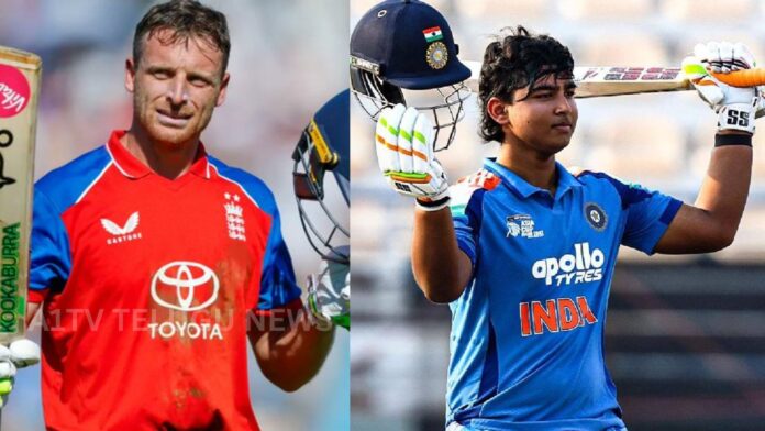 England batter Jos Buttler celebrates after becoming the highest run-scorer in T20 cricket history.