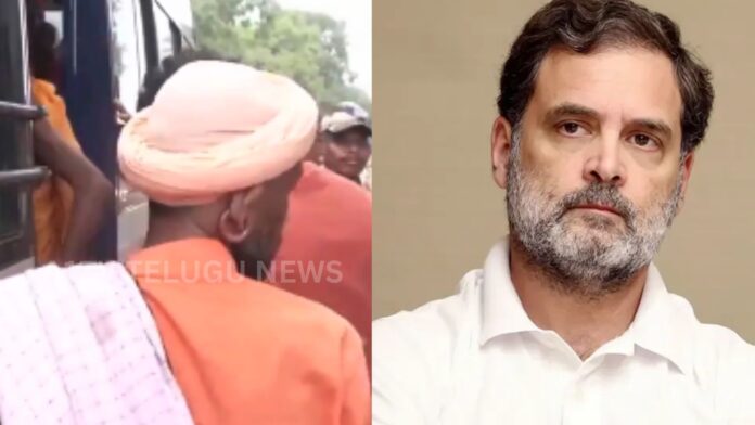 Police detain protesters outside Rahul Gandhi's official residence in New Delhi amid security.