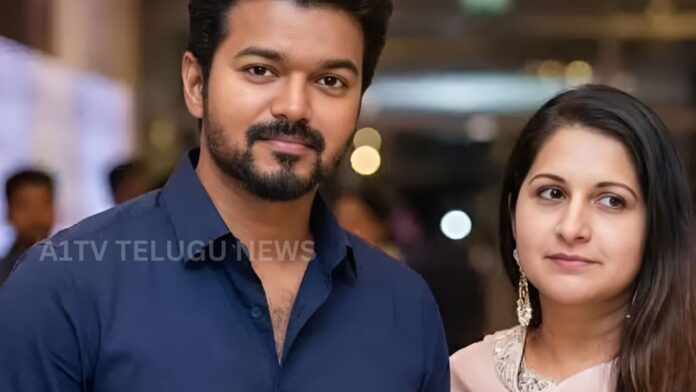 Tamil Nadu CM Vijay and wife Sangeetha after divorce petition withdrawal in family court.