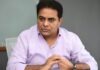 KTR receiving an invitation to attend Bathukamma celebrations in Dubai as chief guest.