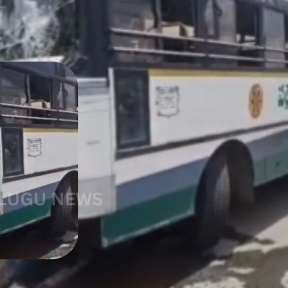 RTC bus accident | స్కూటీని తప్పించబోయి డివైడర్‌ను ఢీకొట్టిన ఆర్టీసీ బస్సు